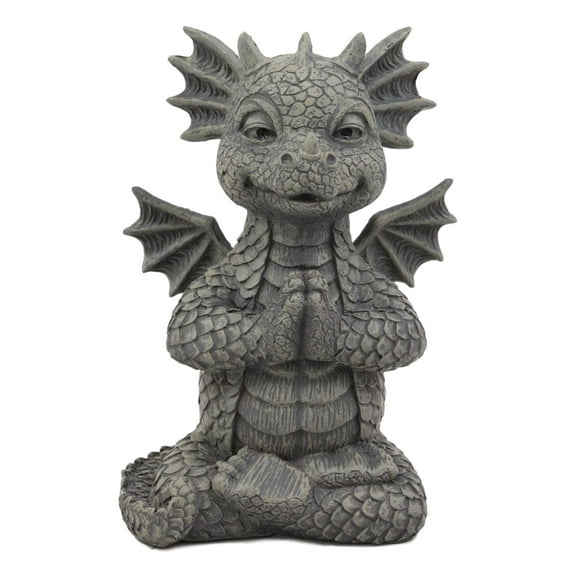Ebros Gift Mini Zen Meditating Yoga Namaste Dragon Statue in Faux Stone Resin Finish 5" Tall Decor Figurine Zen Dragons and Dungeons As Fairy Garden Accessory Decorative Collectible Sculpture
