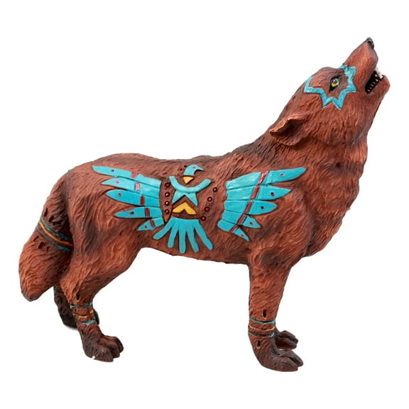 Ebros Gift Native Tribal Howling Wolf Totem Spirit Figurine Collection 6.25"L (Eagle Vision)