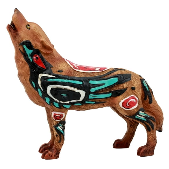 Ebros Gift Native Tribal Howling Wolf Totem Spirit Figurine Collection 6.25"L (Raven Crow)