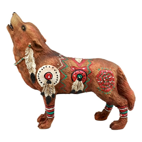Ebros Gift Native Tribal Howling Wolf Totem Spirit Figurine Collection 6.25"L (Warpath Battlecry)