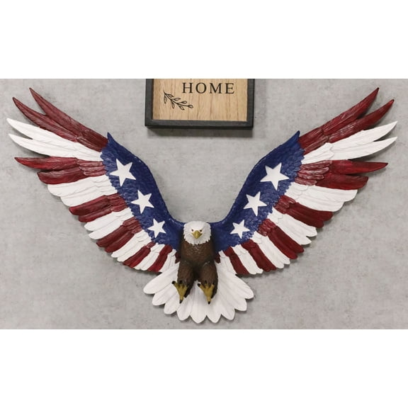 Ebros Gift Patriotic Wings of Glory American Flag Tattoo Bald Eagle Wall Sculpture