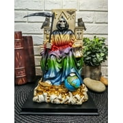 Ebros Gift Rainbow Robe 105  Santa Muerte Garden Statue, Hand Painted
