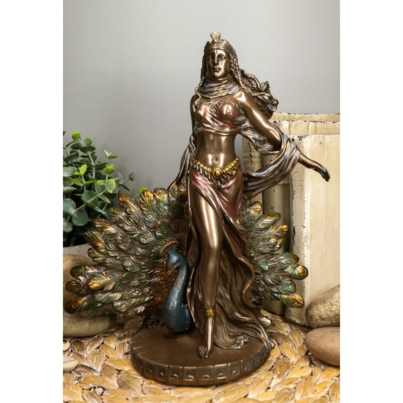 Ebros Gift Roman Juno Greek Goddess Hera with Sacred Peacock Statue