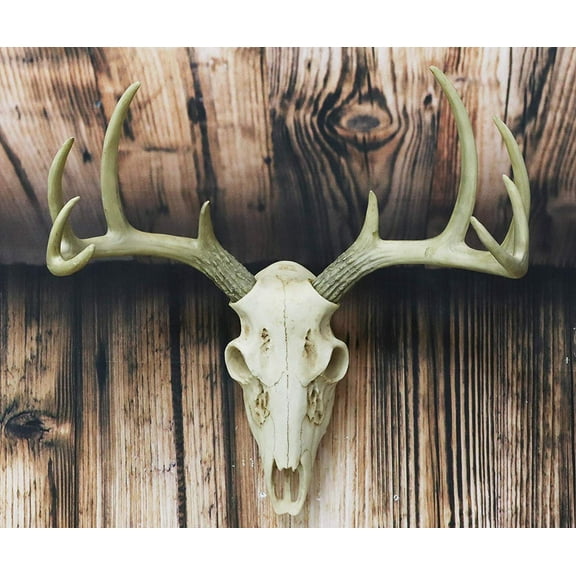 Ebros Gift Rustic Hunter 15.5 x 14.25 Deer Skull Antler Wall Pediment