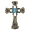 thumbnail image 1 of Ebros Gift Rustic Western Stars Turquoise Gem Horseshoe Wall Cross Decor Plaque In Rope Embroidery Outline Finish Hanging Sculpture 12" High Decorative Crosses, 1 of 1