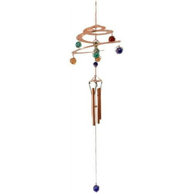 Ebros Gift Spiral Galaxy Copper Metal Wind Chime With Colorful Marbles