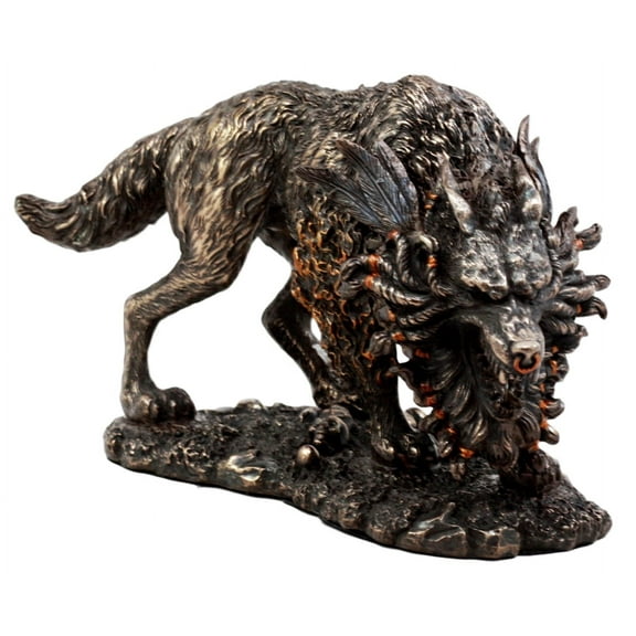 Ebros Gift Viking Norse Mythology Fenrir Statue 8.25"L Vnagandr Giant Wolf Figurine Poetic Edda
