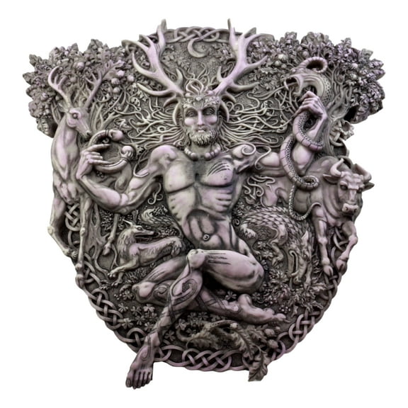 Ebros Gift Wicca Horned God Cernunnos Wall Plaque Masculine Divinity Neopaganism Wall Decor Sculpture