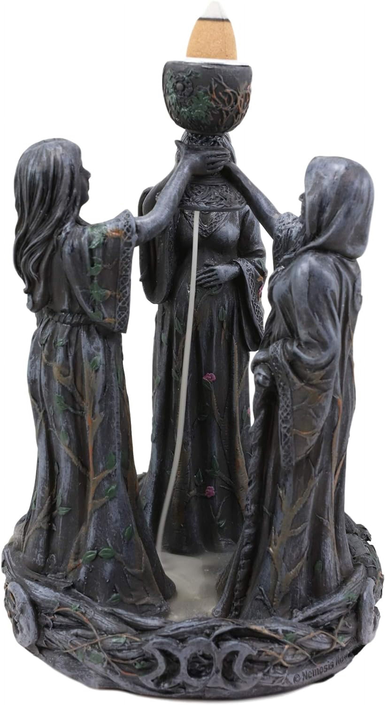 Ebros Triple Moon Goddess Table Lamp - Maiden Mother Crone Sculptural Globe Light, Wiccan Pagan Decor For Home Altar Or Desk