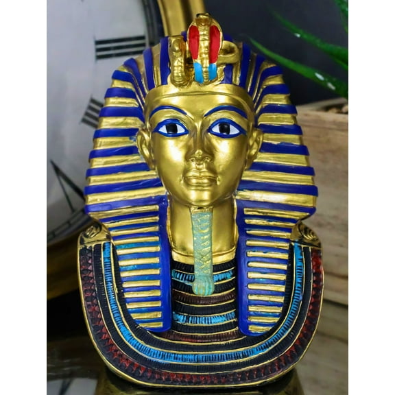 Ebros Golden Cobra Mask of Pharaoh Egyptian King Tut Bust 4.25"H Figurine