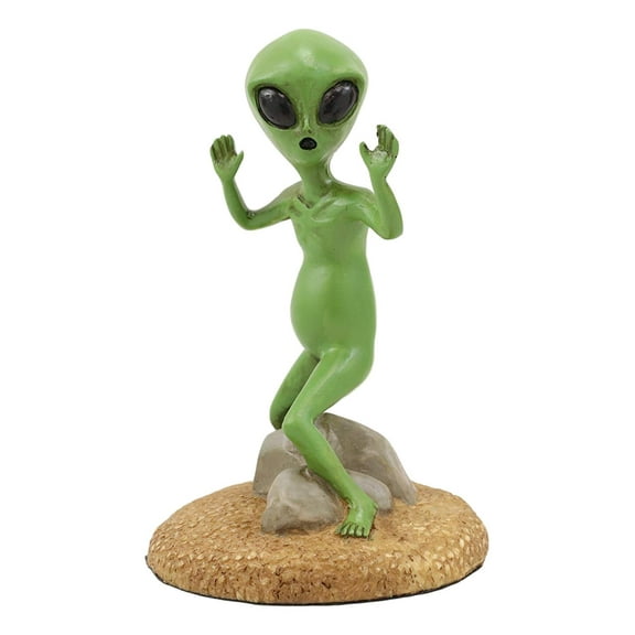 Ebros Gotcha! Green ET Roswell UFO Alien with Hands Up 4.5" Tall Small Figurine