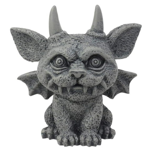 Ebros Gothic Horned Bat Cat Gargoyle Bast Figurine Small Mythical Fantasy Decor Statue 3.25" Tall As Talisman of Protection Garden Accessory DIY Renaissance Or Medieval Collectible