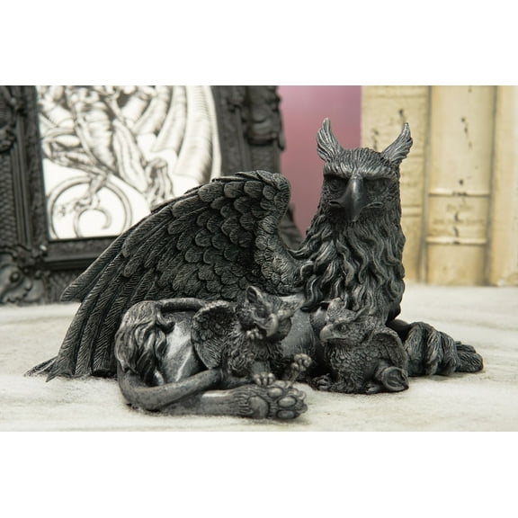Ebros Griffin Gargoyle Figurine Griffon Family Mother & Baby Hatchlings Statue