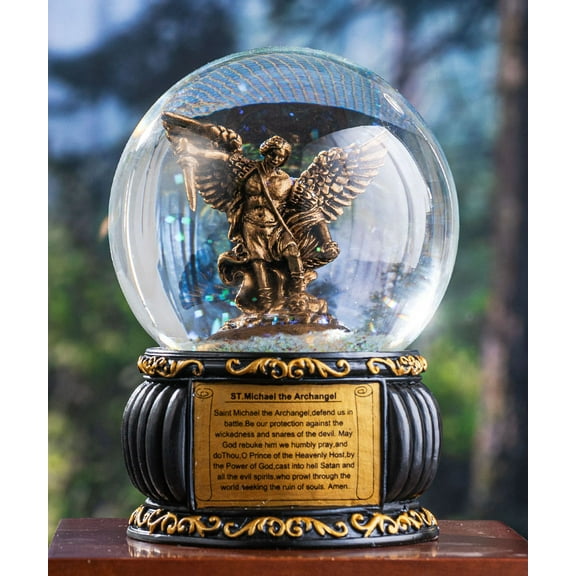 Ebros Guardian Archangel Saint Michael Trampling On Satan Water Globe Figurine