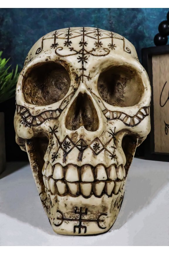 Ebros Haitian Ancient Voodoo Love Spells Talisman Tattoo Skull Statue 8.5"L