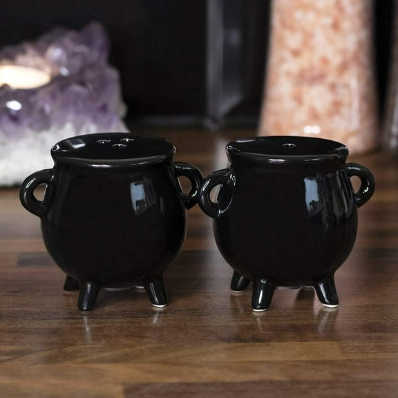 Ebros Halloween Witching Hour Witch Magic Black Cauldrons Salt N Pepper Shakers
