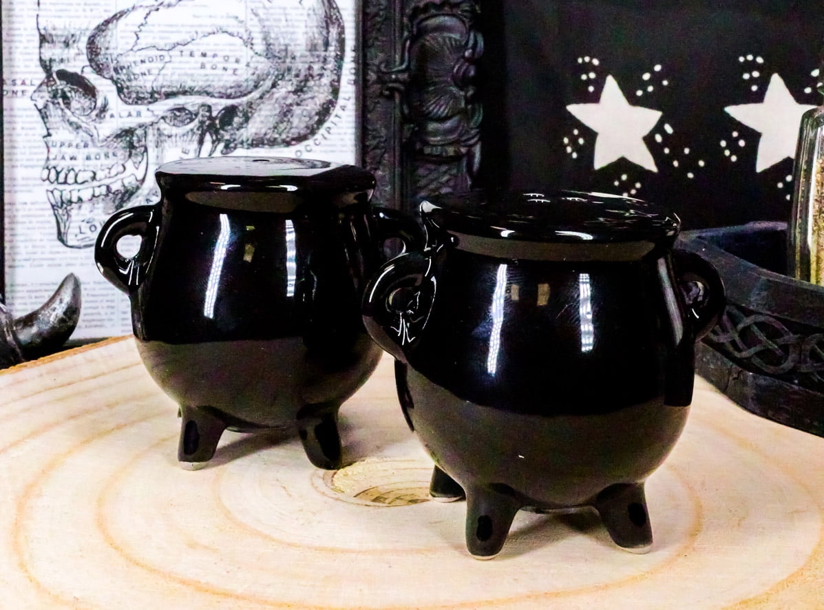 Ebros Halloween Witching Hour Witch Magic Black Cauldrons Salt N Pepper ...