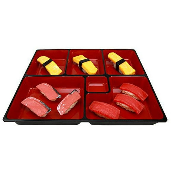 Ebros Japanese 6 Compartments Bento Box Style Serving Platter Tray 11.5" x 9.25"