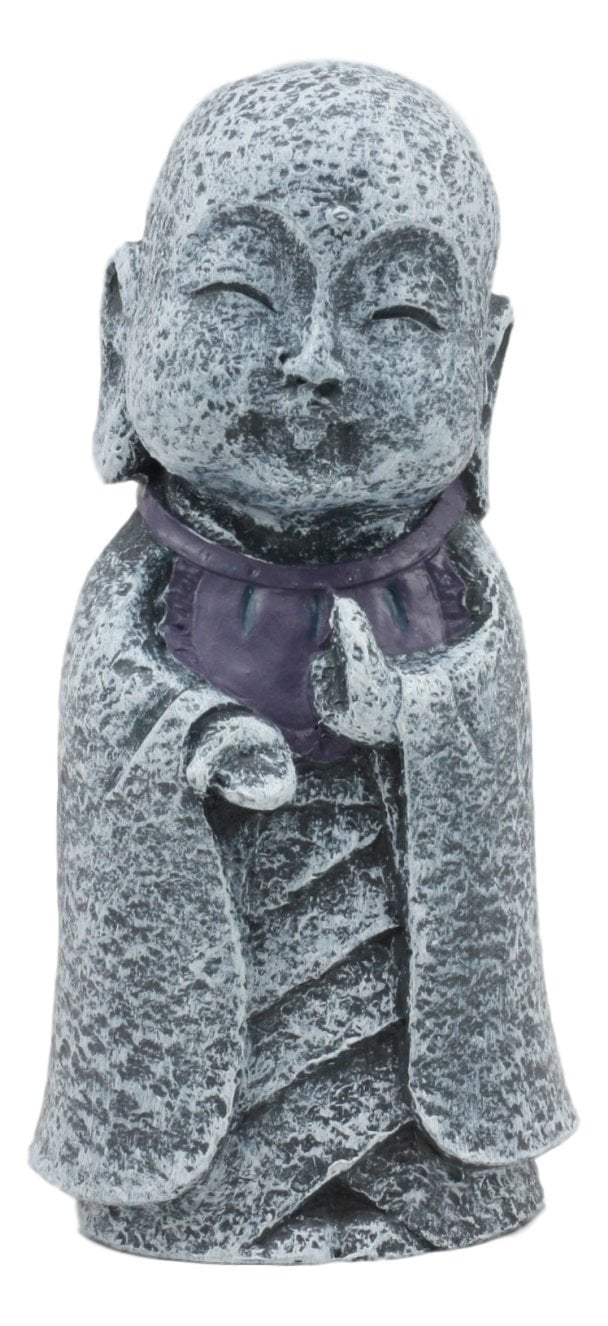 Ebros Japanese Namaste Praying Jizo Monk With Purple Bib