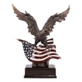 thumbnail image 1 of Ebros Large 14.5" Tall Bald Eagle Perching On American Flag Figurine With Base, 1 of 4