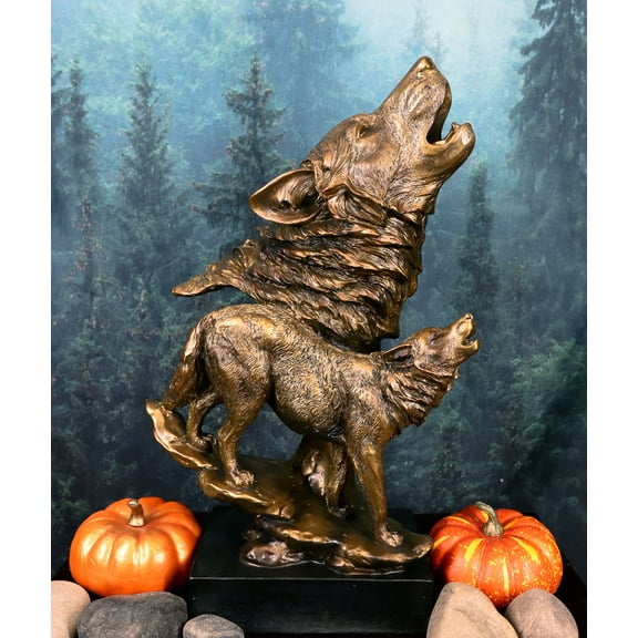 Ebros Large 15" Tall Howling Wolf Bust Statue On Museum Style Pedestal Base