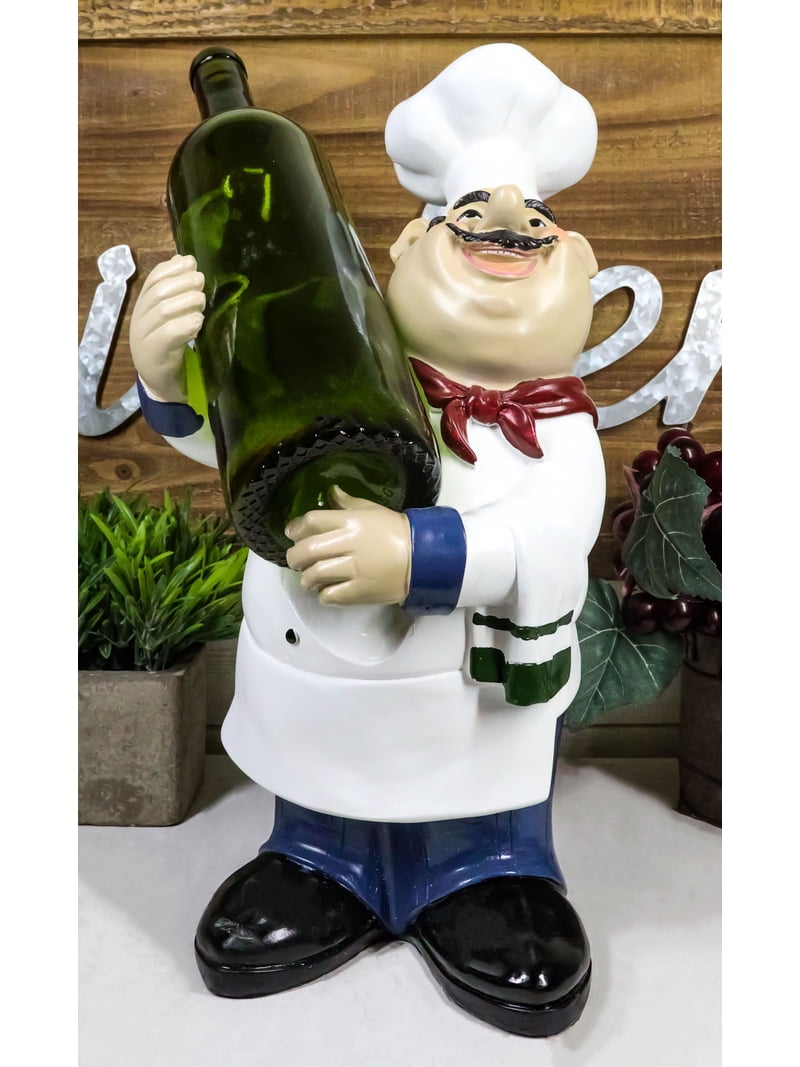 Ebros Large Chef Bistro Cook Hugging Bottle Wine Holder Figurine