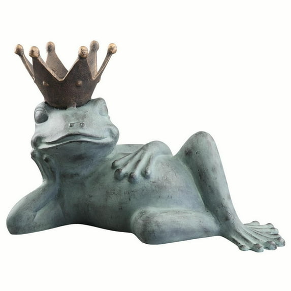 Ebros Large Frog Prince Charming With Crown Garden Bird Feeder Statue 17.25" L