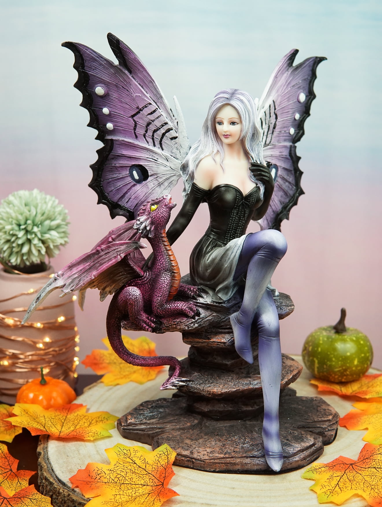 Ebros Large Purple Midnight Butterfly Winged Fairy With