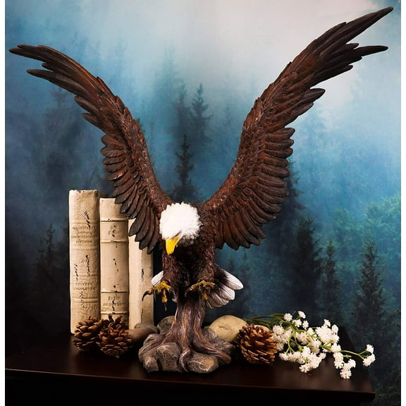 Ebros Large Rocky Mountain Bald Eagle Descending on Prey Statue Decor Figurine
