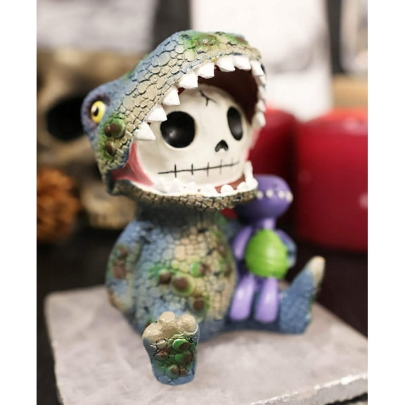 Ebros Larger Furry Bones Rex The Tyrannosaurus and Purple Dinosaur Skeleton 4"H