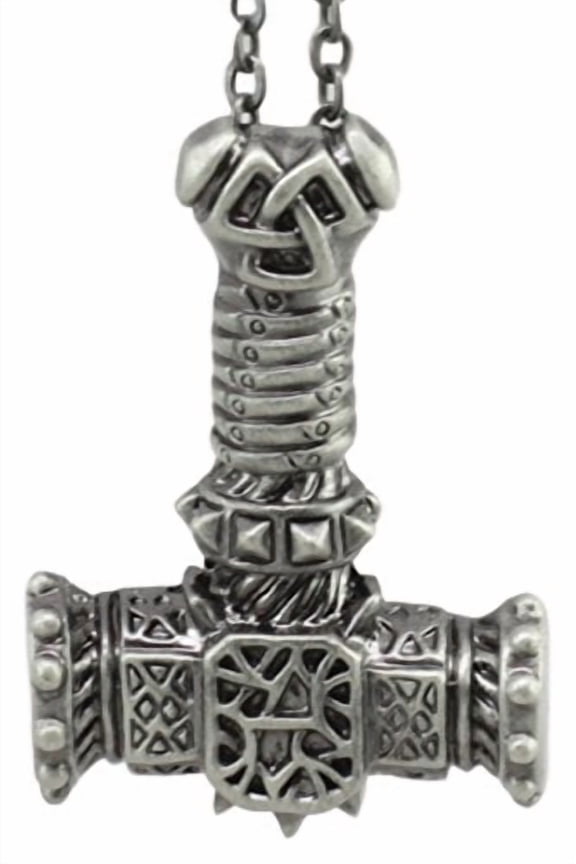 Ebros Legend of Asgard Norse Mythology Mjolnir Thor Hammer Pendant Pewter Necklace Fantasy Odinson Jewelry Accessory