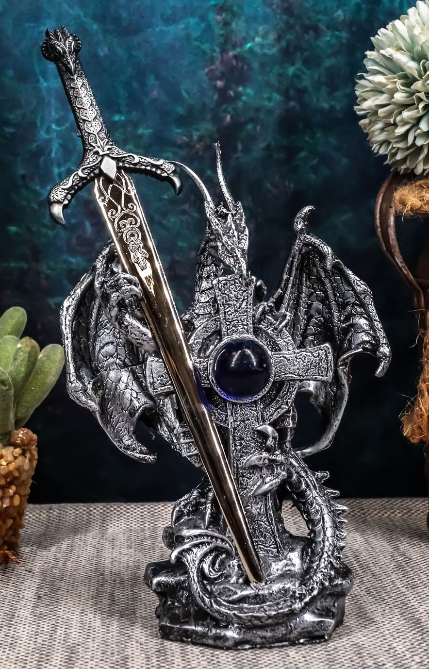Legendary Silver Ebros Legendary Silver Dragon Guardian of The Celtic High Cross Letter ...