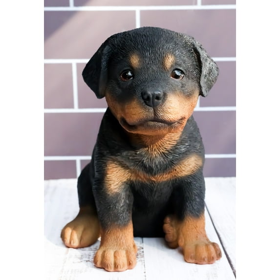 Ebros Lifelike Realistic Sitting Rottie Rottweiler Puppy Dog Statue 6.25" Tall