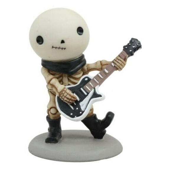 Ebros Lightning Lucky The Rock Star Skeleton Electric Guitarist Statue 3.5" Tall