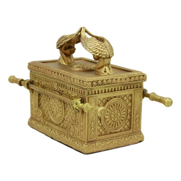 Ebros Matte Gold Ark Of The Covenant Model With Contents Figurine Decorative Box 1:10
