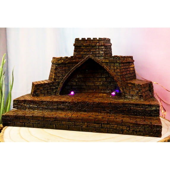 Ebros Medieval Castle Archway Fortress LED Light Display Stand For Miniature