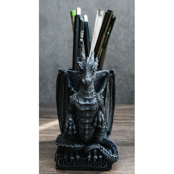 Ebros Medieval Fantasy Dragon Stationery Office Desktop Pen Pencil Holder 4.75"H