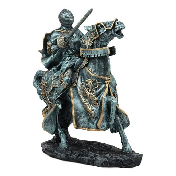 Ebros Medieval Jousting Suit Of Armor Knight On Cavalry Horse Statue 11"Tall