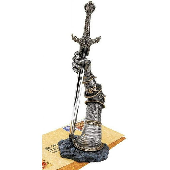 Ebros Medieval Knight Suit Of Armor & Excalibur Sword Letter Opener Figurine