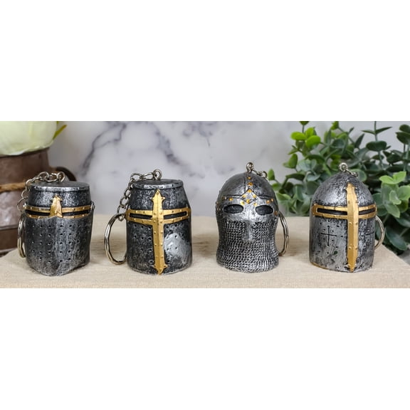Ebros Medieval Knights Of The Cross Templar Crusader Mask Keychains Pack Of 4