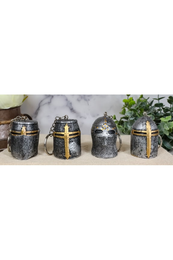 Ebros Medieval Knights Of The Cross Templar Crusader Mask Keychains Pack Of 4