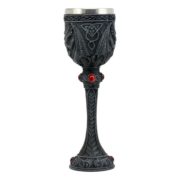 Ebros Medieval Wizard's Blood Alchemy Tall Twin Dragons Wine Goblet Chalice 6oz Capacity 9.25"H