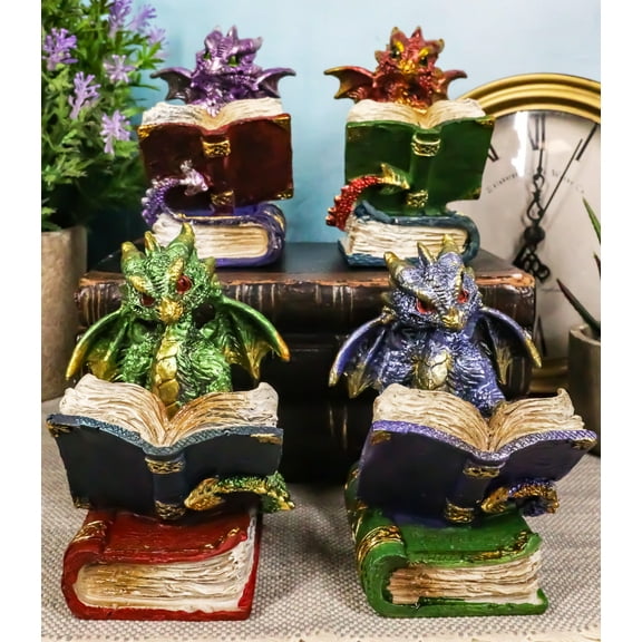 Ebros Metallic Three Wise Baby Dragon Set See Hear Speak No Evil Statue 3.5"H