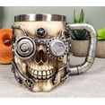thumbnail image 1 of Ebros Metallo Super Cyborg Steampunk Pipes And Gears Skull Face Coffee Tea Mug Stein, 1 of 6