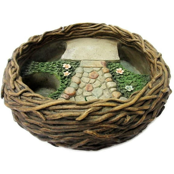 Ebros Mini Fairy Garden Bird Nest Planter Pot For DYI Mini Garden