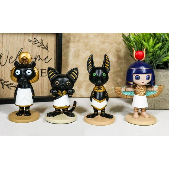 Ebros Miniature Set of 4 Weegyptian Isis Bastet Anubis Sekhmet Egyptian Figurine