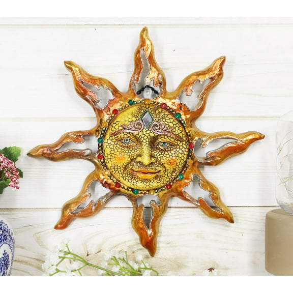 Ebros Mosaic Celestial Solar Radiant Surya Sun God Wall Decor 11"Wide Plaque