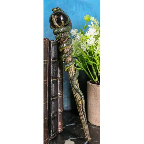 Ebros Nagini Black Orb Snake Cosplay Wand 9.5" Tall Accessory Fantasy Decor