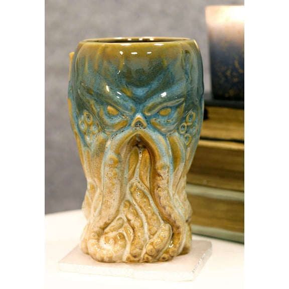 Ebros Nautical Cthulhu Giant Octopus Kraken Tall Mug 16oz Ceramic 6.5"H (Blue)
