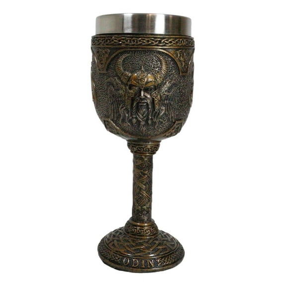 Ebros Norse Mythology Viking Alfather Odin God Of Asgard 7oz Resin Wine Goblet
